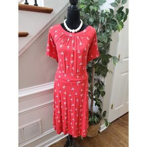 Signature Collection Women Red Round Neck Short Sleeve Knee Length Dress 18W-20W